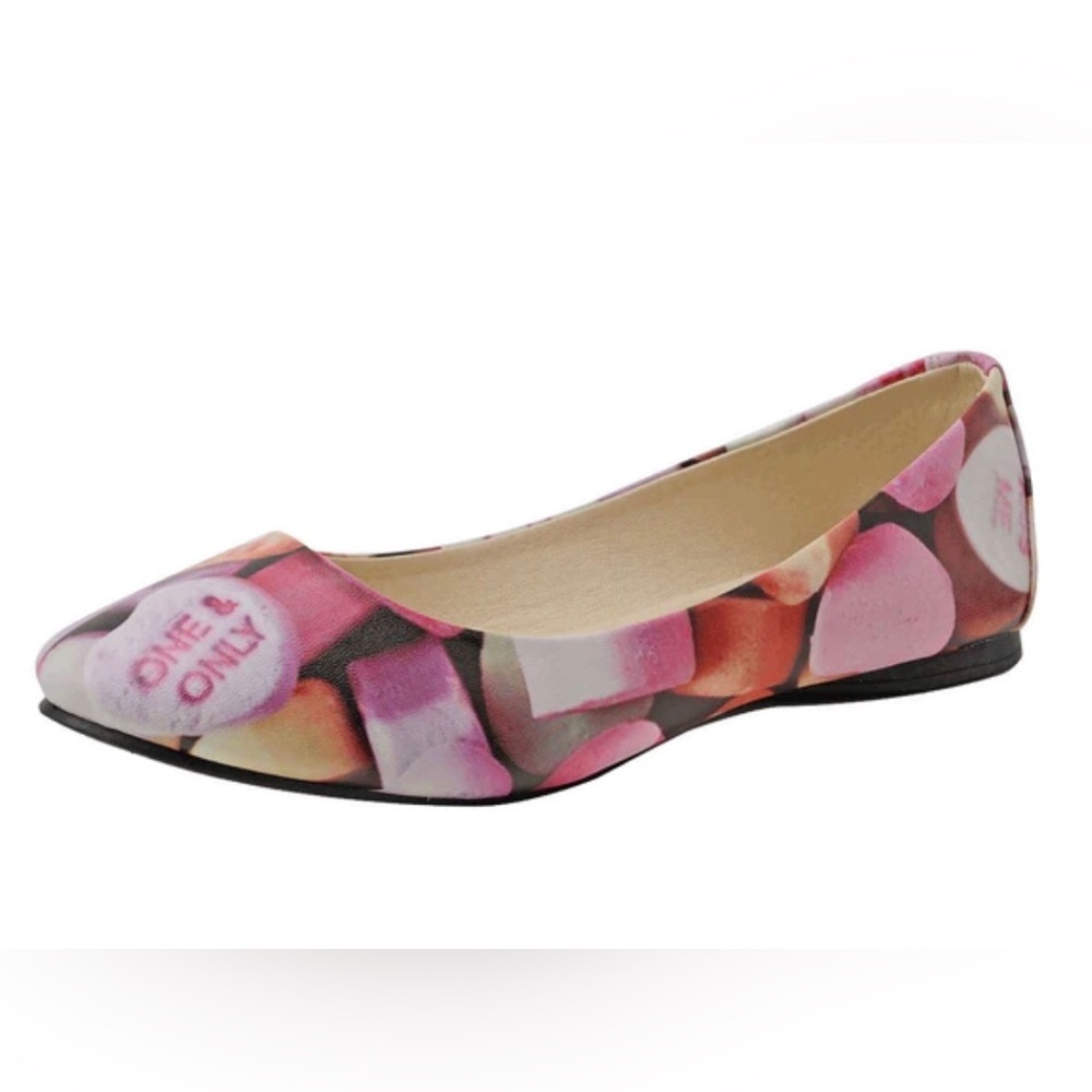 TUK Footwear Womens Colorful Candy Heart Ballet Flats Size 7 or 8